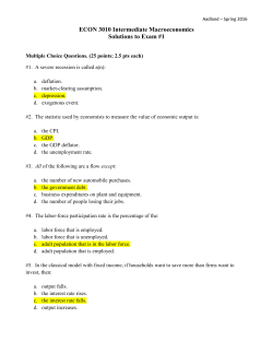 ECON 3010 Intermediate Macroeconomics Solutions to Exam #1