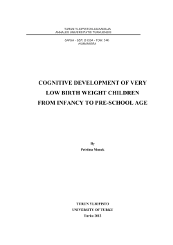 cognitive development of very low birth weight children from