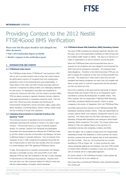 Providing Context to the 2012 Nestl&eacute; FTSE4Good BMS Verification