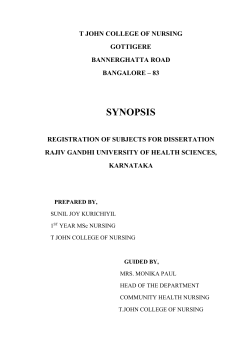 SYNOPSIS,SUNIL newx - Rajiv Gandhi University of Health