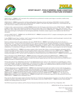 SPORT SELECT - POOLS GENERAL GAME CONDITIONS AND