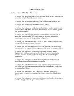 Lobbyist Code of Ethics Section 1. General