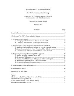 The IMFs Communication Strategy, May 29, 2007