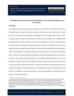 C CCGG Policy Shareholder Involvement in the Director Nomination