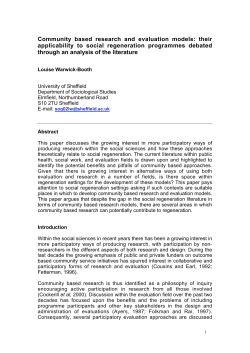 Community based research and evaluation models