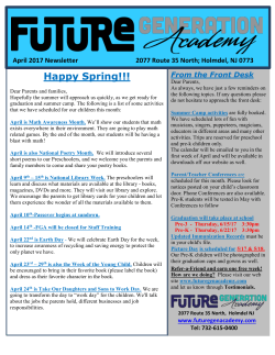 April 14 th -FGA will be closed for Staff Training
