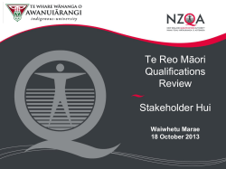 Māori Qualifications Services Presentation to The Māori Economic