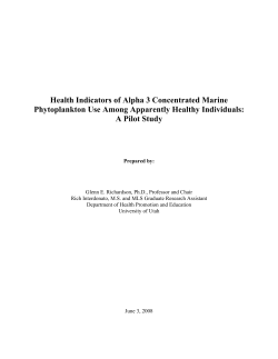 Health Indicators of Alpha 3 Concentrated Marine Phytoplankton