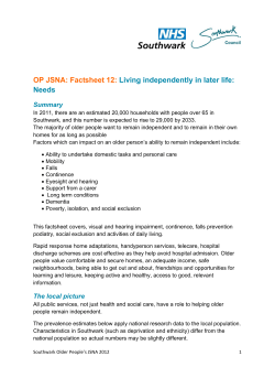 OP JSNA: Factsheet 12: Living independently in later life: Needs