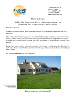 Mission Statement: Sunlight Solar Energy is dedicated to educating