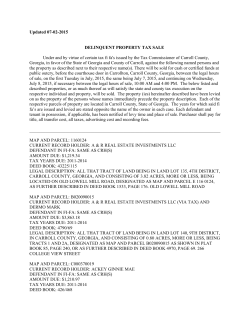 Updated 07-02-2015 DELINQUENT PROPERTY TAX SALE Under