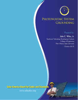 Photovoltaic System Grounding - Solar America Board for Codes