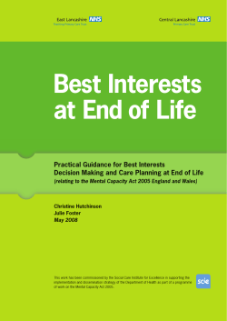 Practical Guidance for Best Interests Decision Making and Care