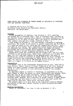 FRESH WEIGHT AND FLOWERING OF TOMATO PLANTS AS