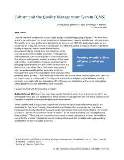 Culture and the Quality Management System