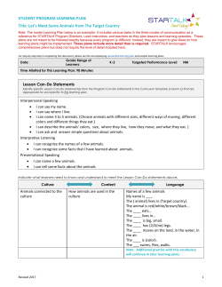 Model Learning Plan Grades K-2 Let`s Meet Animals in the