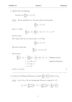 MATH 111 Exam 2 Solutions 1. (20 pts) Prove the following: For all k
