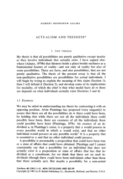 Actualism and thisness