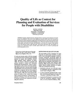 Quality of `Life as Context for Planning and