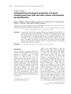 Compositional and physical properties of yogurt manufactured from