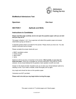 BMAT NL Specimen Section 1 - Admissions Testing Service