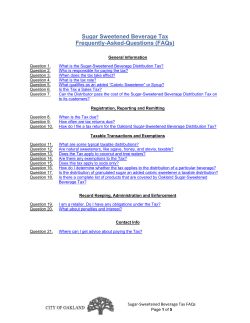 Sugar Sweetened Beverage Tax Frequently-Asked