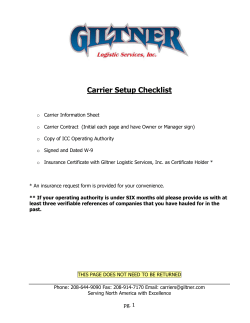 Carrier Setup Checklist