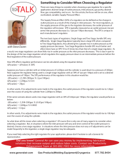 Something to Consider When Choosing a Regulator