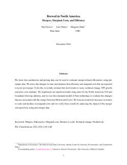 Brewed in North America: Mergers, Marginal Costs, and Efficiency