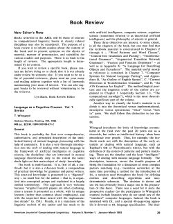 Language as a Cognitive Process - Association for Computational