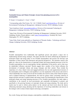 Abstract Sustainable Energy and Climate Strategies: lessons