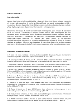 ATTIVITA` DI RICERCA Interessi scientifici Appena dopo la laurea in
