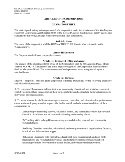 ARTICLES OF INCORPORATION OF GHANA TOGETHER The
