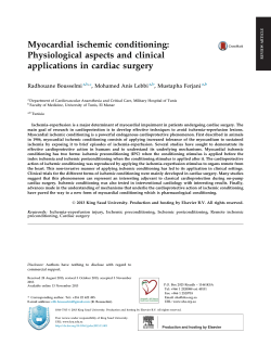 Myocardial ischemic conditioning: Physiological aspects and clinical