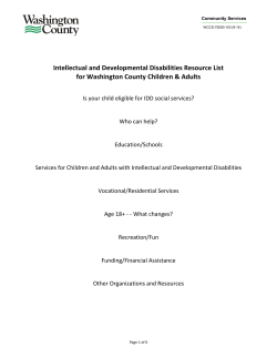 Intellectual and Developmental Disabilities Resource List for