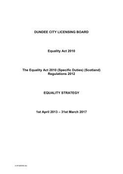 1 DUNDEE CITY LICENSING BOARD Equality Act 2010 The