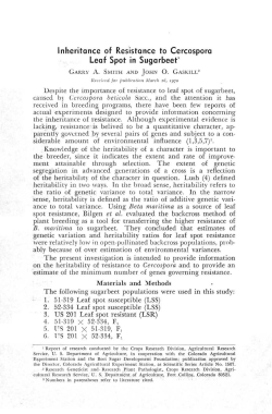 Inheritance of Resistance to Cercospora Leaf Spot in Sugarbeet`
