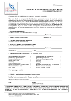 Food registration form - North East Lincolnshire Council