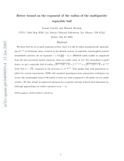Better bound on the exponent of the radius of the multipartite