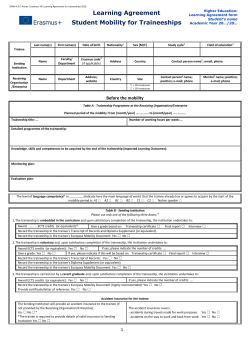 Learning Agreement Student Mobility for Traineeships
