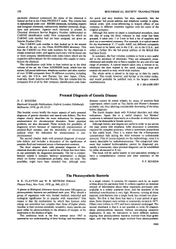 The Photosynthetic Bacteria - Biochemical Society Transactions