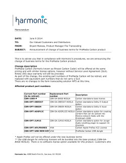 Change of Business Terms for ProMedia Carbon