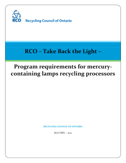 RCO &ndash; Take Back the Light &ndash; Program requirements for mercury
