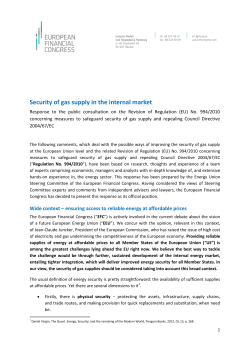 Security of gas supply in the internal market