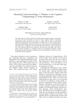 Measuring Team Knowledge: A Window to the Cognitive