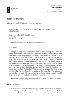 Plant endophytic fungi as a source of paclitaxel