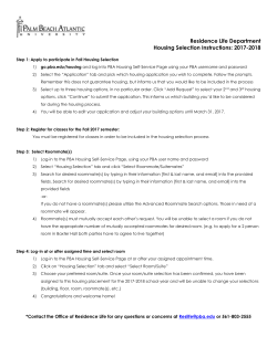 PBA Housing Selection Instructions