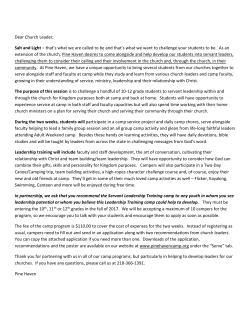 Dear Church Leader, Salt and Light &ndash; that`s what we are called to be