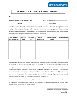 indemnity on account of advance documents