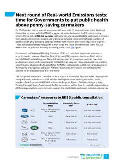 Next round of Real-world Emissions tests: time for Governments to